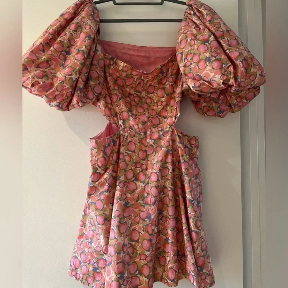 Aureta by Anthropologie Ada Mini Floral Puff Sleeve Dress Size L - Picture 5 of 14